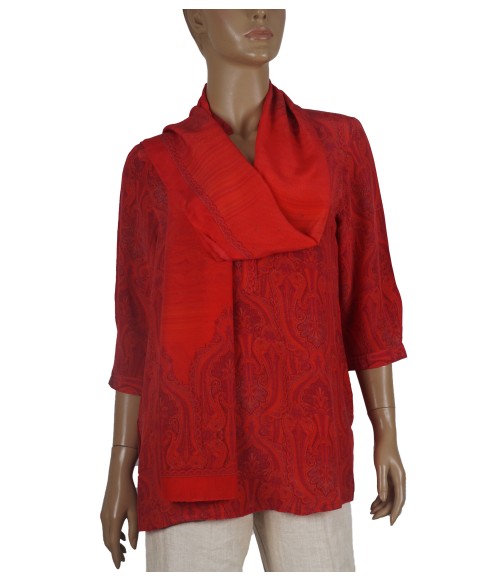 Short Silk Shirt - Red Ethnic