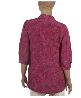 Short Silk Shirt - Pink Paisley
