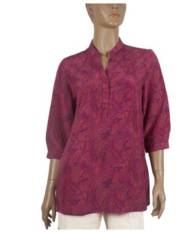 Short Silk Shirt - Pink Paisley