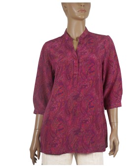 Short Silk Shirt - Pink Paisley
