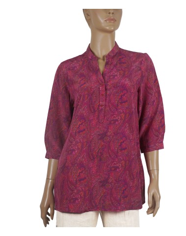Short Silk Shirt - Pink Paisley