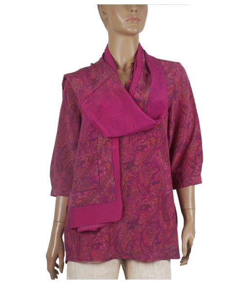 Short Silk Shirt - Pink Paisley Short Silk Shirt - Pink Paisley