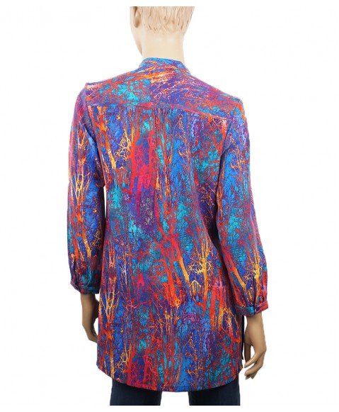  Long Silk Shirt - Blue Roots