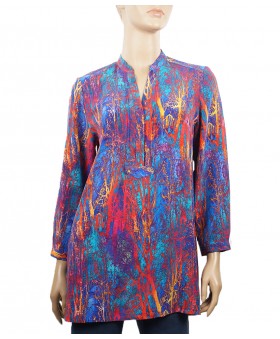  Long Silk Shirt - Blue Roots