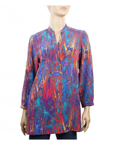  Long Silk Shirt - Blue Roots