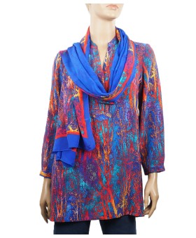  Long Silk Shirt - Blue Roots