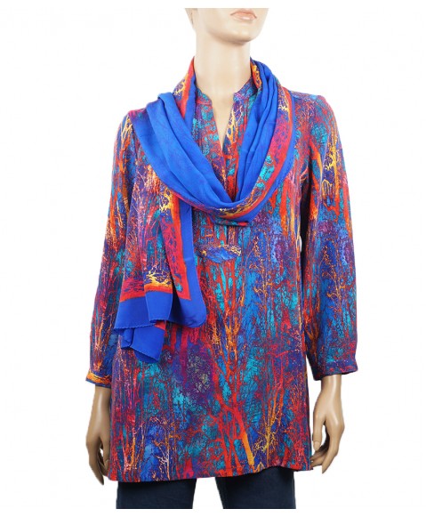  Long Silk Shirt - Blue Roots