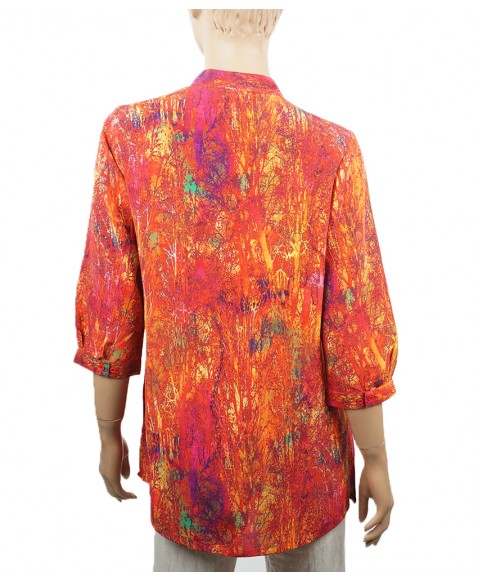 Short Silk Shirt - Orange Fire