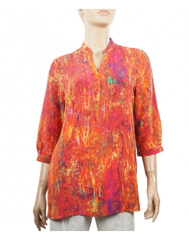 Short Silk Shirt - Orange Fire