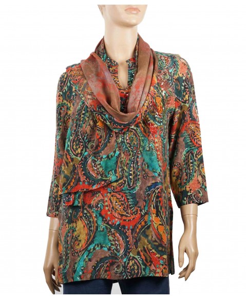 Antique Silk Kurti - Multi Paisley