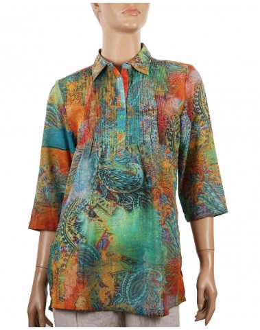 Casual Shirt - Green and Orange Abstract