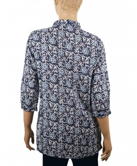 Casual Shirt - Indigo and White Flowers