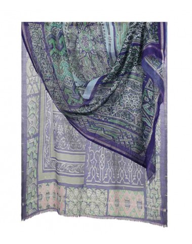 Printed Stole - Blue and Green Abstract