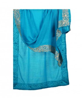 Blue Sequence Border Stole