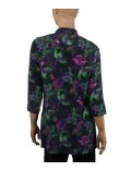 Antique Silk Kurti - Purple and Green Floral