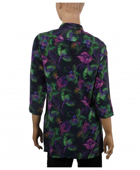 Antique Silk Kurti - Purple and Green Floral