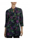 Antique Silk Kurti - Purple and Green Floral