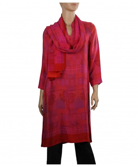 Tunic - Pink Leafy Patchwork