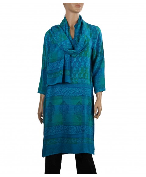 Tunic - Blue and Green Patchwork