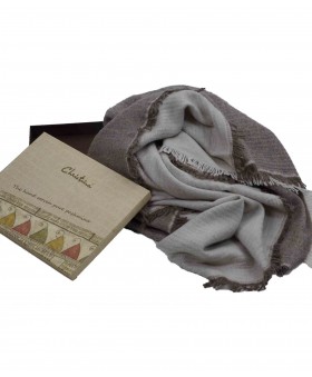 Off White and Khaki Pashmina Reversable Shawl