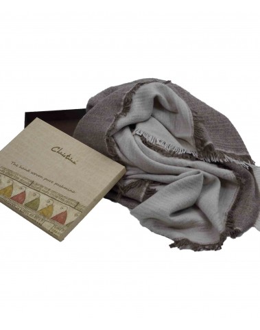 Off White and Khaki Pashmina Reversable Shawl