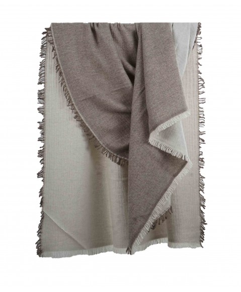 Off White and Khaki Pashmina Reversable Shawl