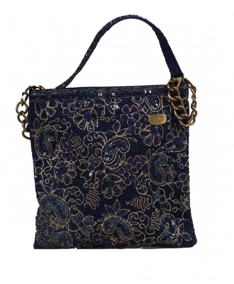 Square Theli - Navy Embroidered