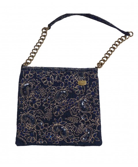 Square Theli - Navy Embroidered