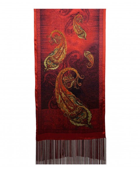 Red Big Paisley Tassle Stole