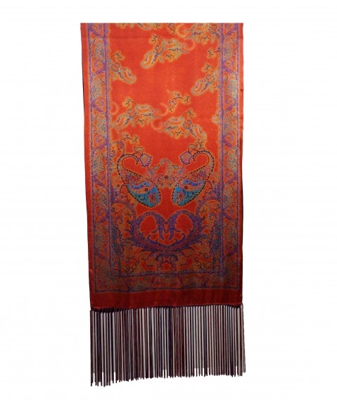 Red and Blue Big Paisley Tassle Stole