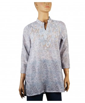 Casual Kurti - Pastel Blue Embroidery