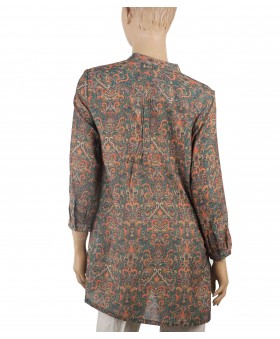Casual Kurti - Green and orange ethical prints