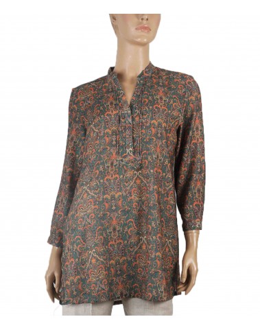 Casual Kurti - Green and orange ethical prints