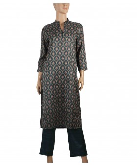 Kurti Set - Deep Green with floral patch