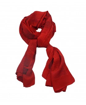 Crepe Silk Scarf - Red Floral