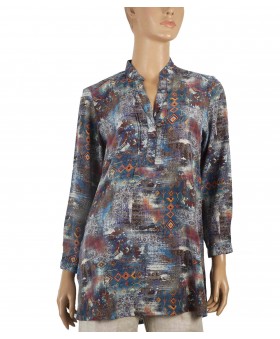 Long Silk Shirt -Abstract