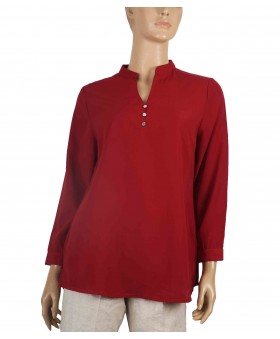 Plain Poly Casual  Kurti - Maroon 