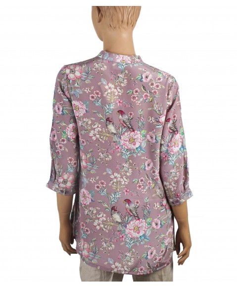 Short Silk Shirt - birds