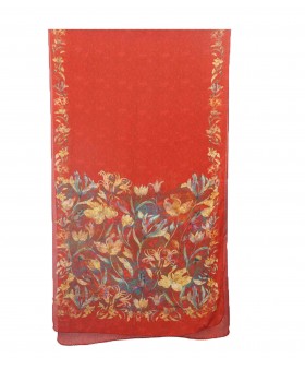 Crepe Silk Scarf - Red Floral