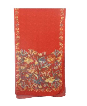 Crepe Silk Scarf - Red Floral
