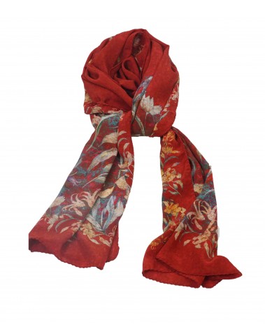 Crepe Silk Scarf - Red Floral