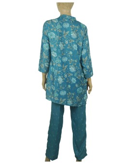 Cotton Co-ord Set - Peacock Green Flowers
