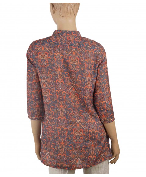 Antique Kurti - Orange ethnic print