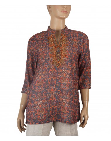 Antique Kurti - Orange ethnic print