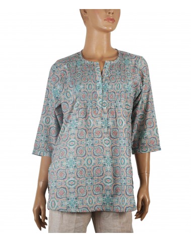 Casual Kurti - Indian Prints On Mint-Green