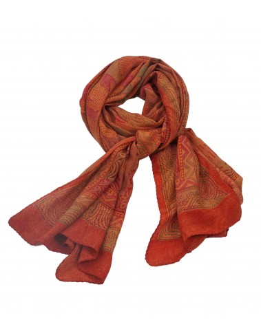 Crepe Silk Scarf - Orange Leaf