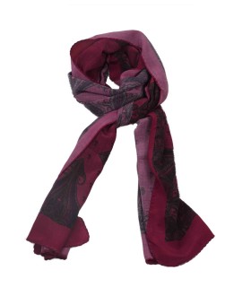 Crepe Silk Scarf - Big Patch On Purple