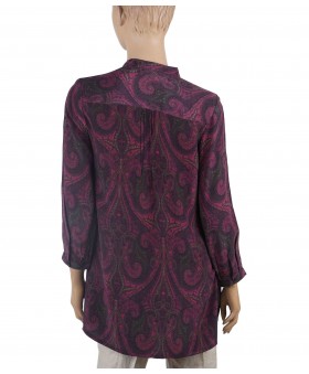 Long Silk Shirt - Purple With Paisley