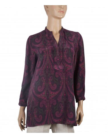 Long Silk Shirt - Purple With Paisley