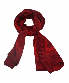 Crepe Silk Scarf - Red Paisley